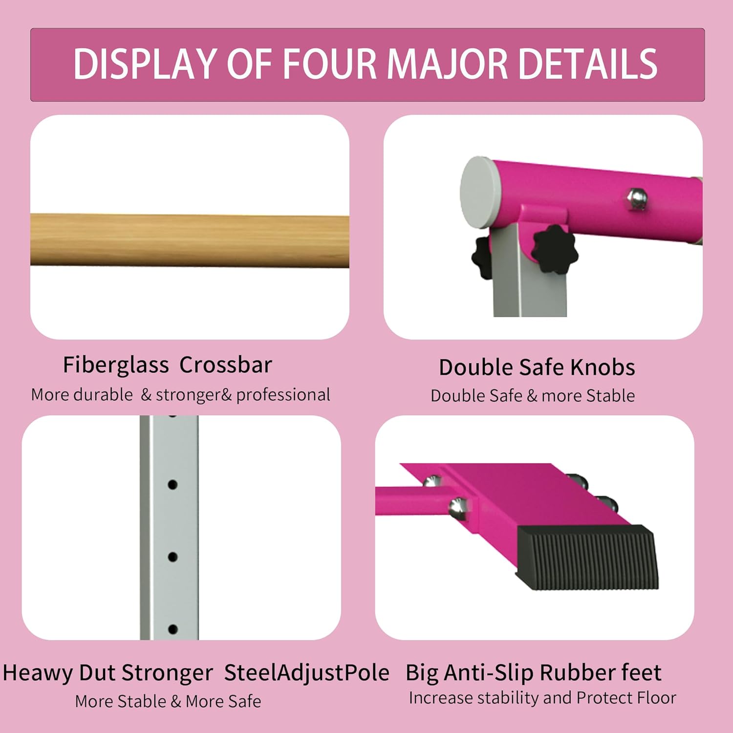 EL&IT·Wings Gymnastic Kip Bar,Horizontal Bar for Kids Girls Junior,3' to 5' Adjustable Height,Home Gym Equipment,Ideal for Indoor and Home Training,300lbs Weight Capacity