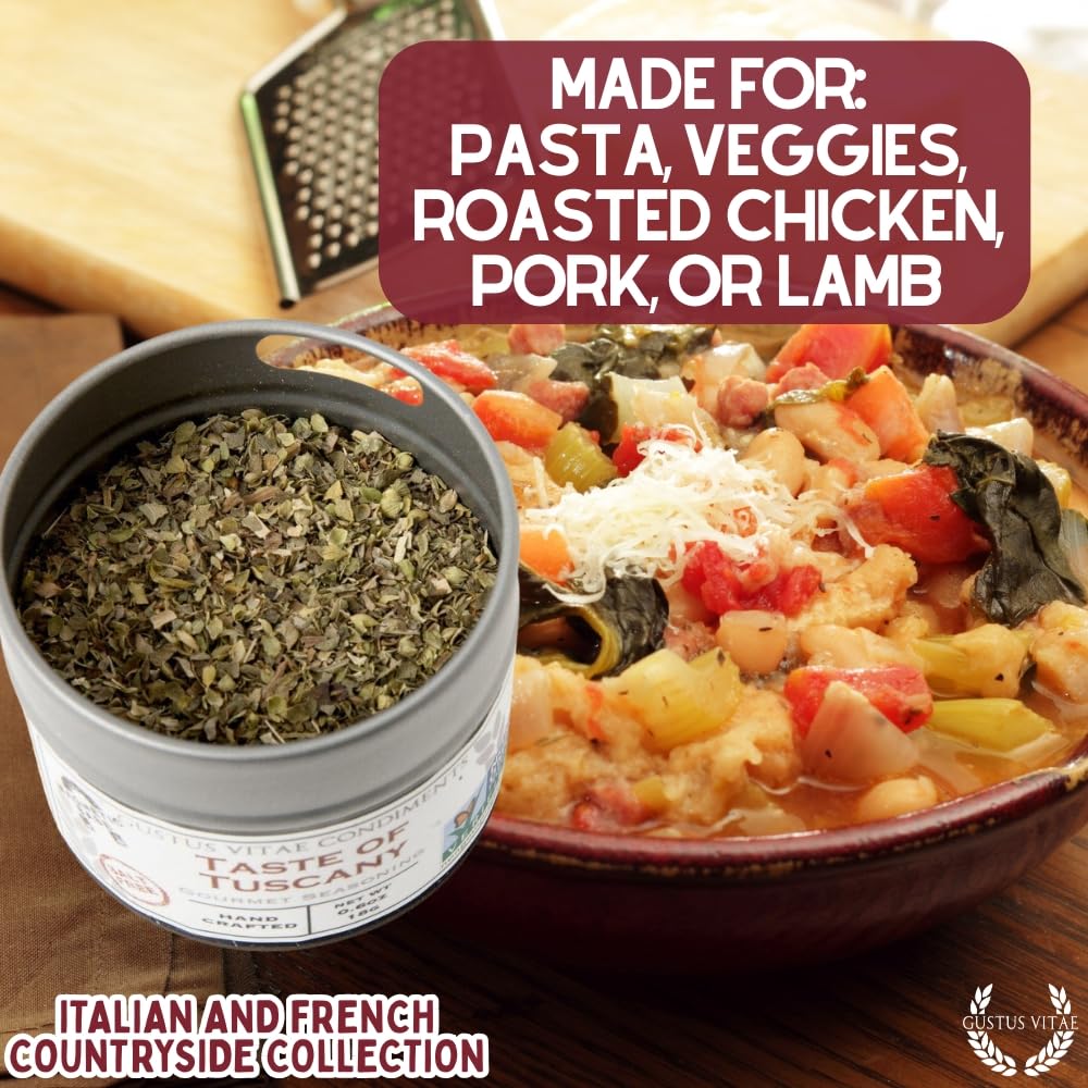 Italian French Countryside Gourmet Seasoning & Spice Collection | Salt Free Spices | Artisanal Seasoning Mixes | All Natural | Non GMO | Hand Made | Small Batch| Made in USA | Ultra Premium | GLP-1 Friendly | 3 Magnetic Tins Set | Gustus Vitae | All Occasion Gift