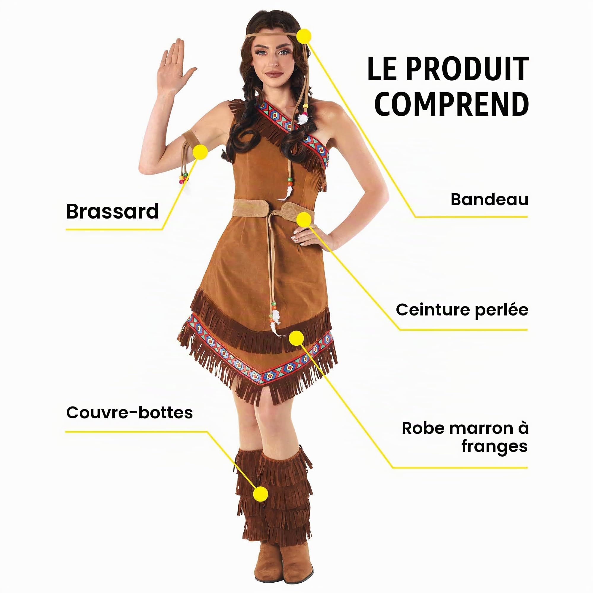 Fun Shack Deguisement Amerindienne Femme, Costume Halloween Femme
