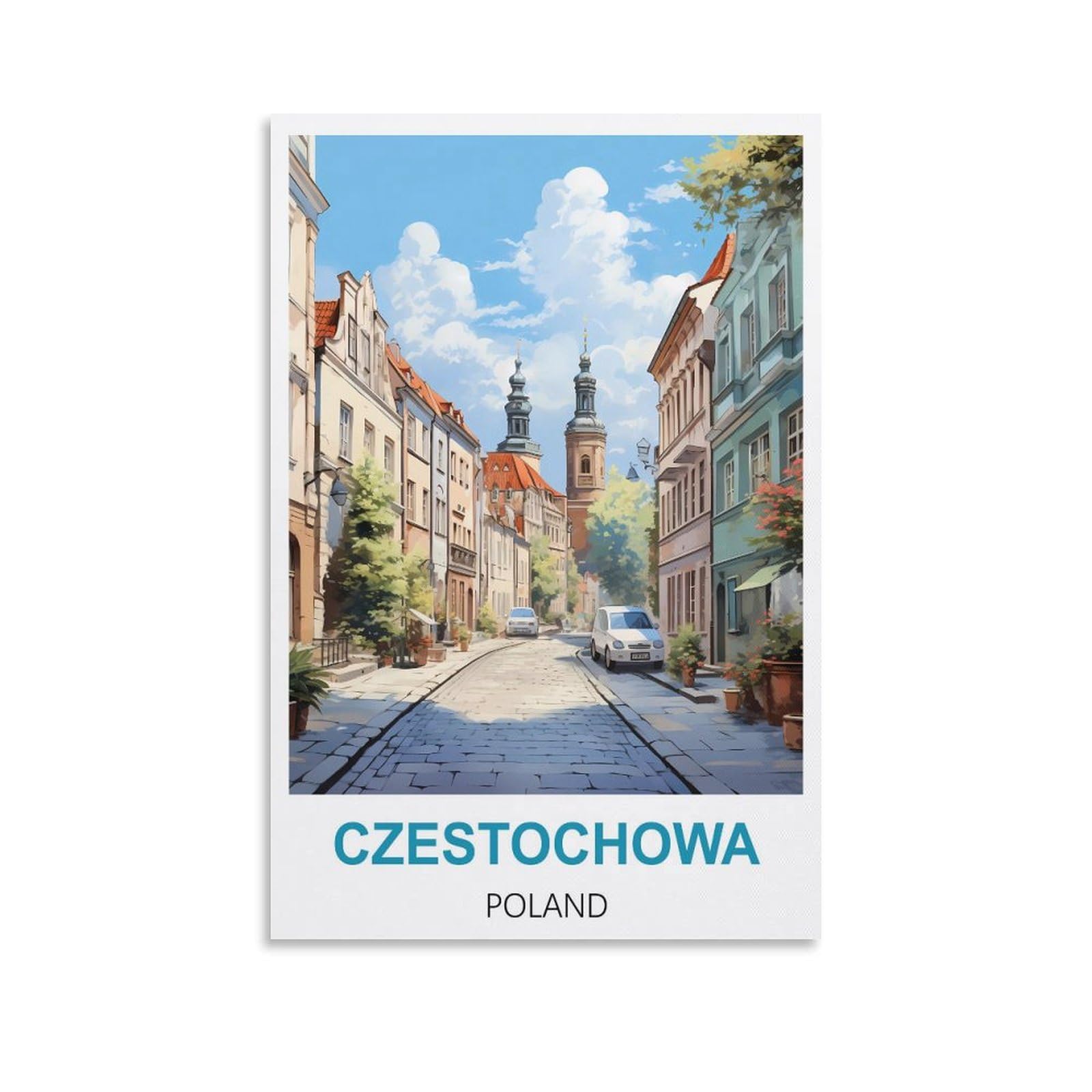 Retro Vintage Wall tin Plaque,Czestochowa Polands,Ideal for Pub Shed Bar Office Man Cave Home Bedroom Dining Room Kitchen 30x40cm