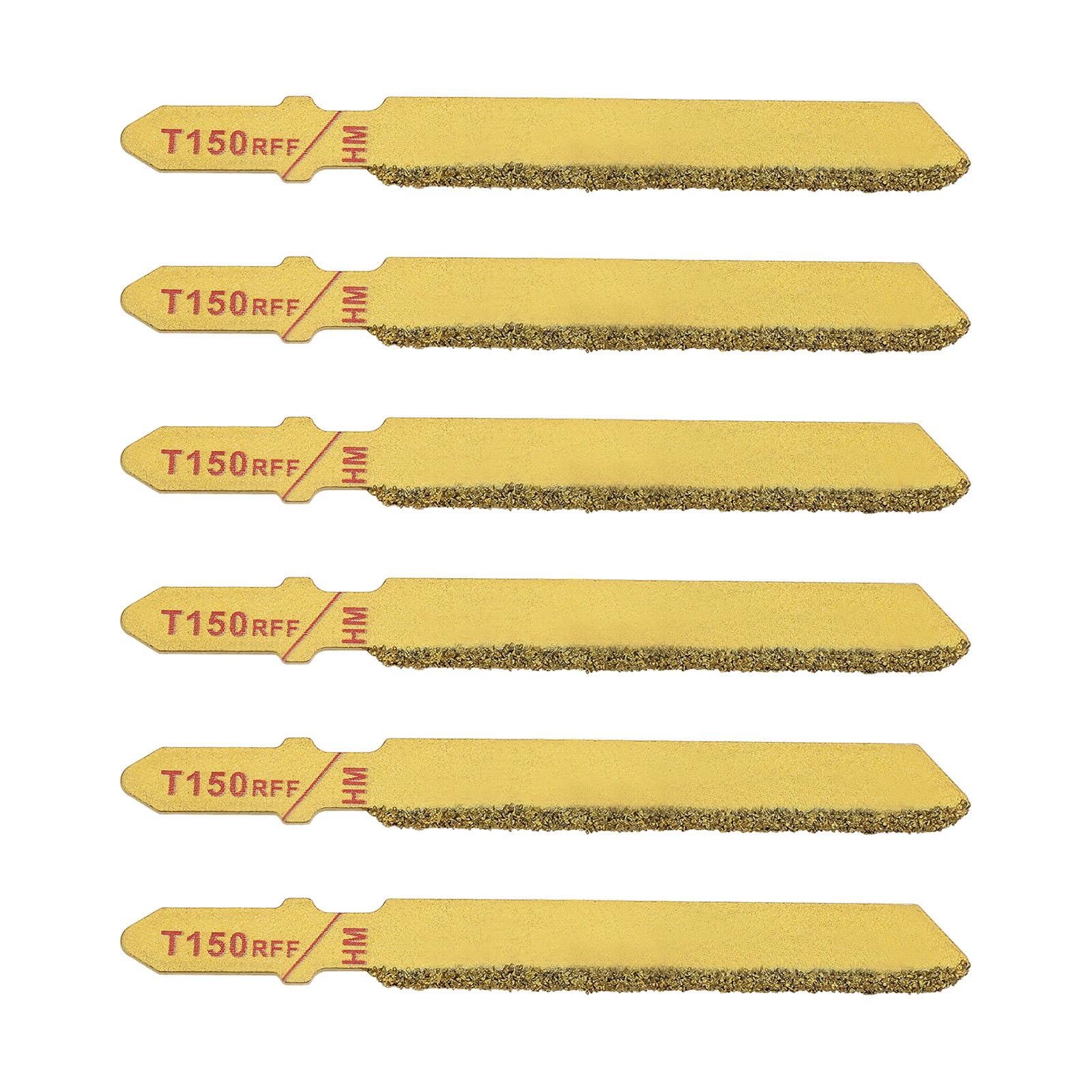Briny River 6PCS T150RFF T-Shank Blades Length 76mm Tooth Length 54mm 50 Grit Carbide Grain Tile Cutting Tool Carbide-Tipped Blades for Cutting Granite Marble