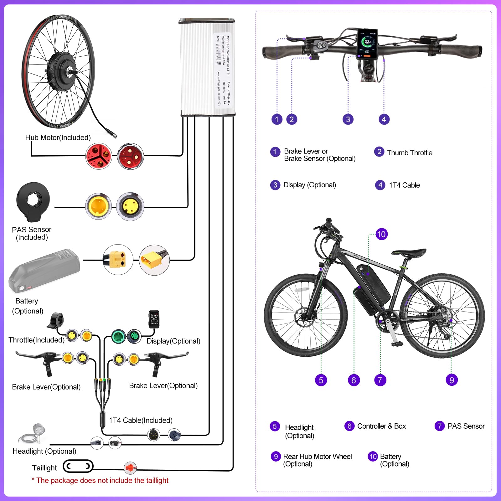 BAFANG 48V Kit Conversione Bici Elettrica G020 G0900 Posteriore 26 27,5 29 | Kit Conversione E-Bike 28 Motore con Batteria e Display Opzionali - Motore Brushless per Bici City MTB con Dropout 135-142mm