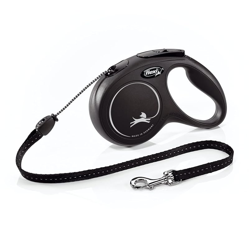 Guia retrátil para cães FLEXI Classic Cord em nylon, Medium, Black, 4,88 m