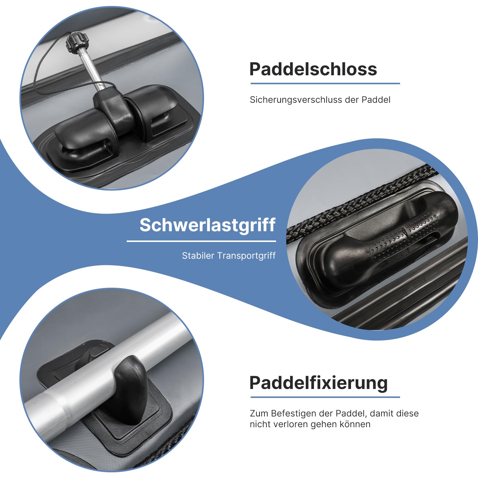 Professionelles Sportboot, Schlauchboot Anglerboot, NEXX 330cm mit Luftboden - Angelboot mit Tragetasche, hellgrau - inkl. 2 Paddel und Reperatur Kit