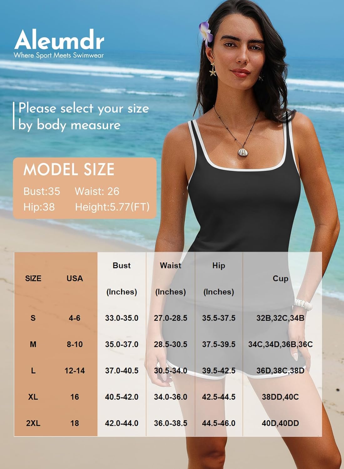 Aleumdr Tankini Swimsuits for Women Tummy Control Bathing Suits Sporty Two Piece High Waisted Swimwear with Shorts - Image 7