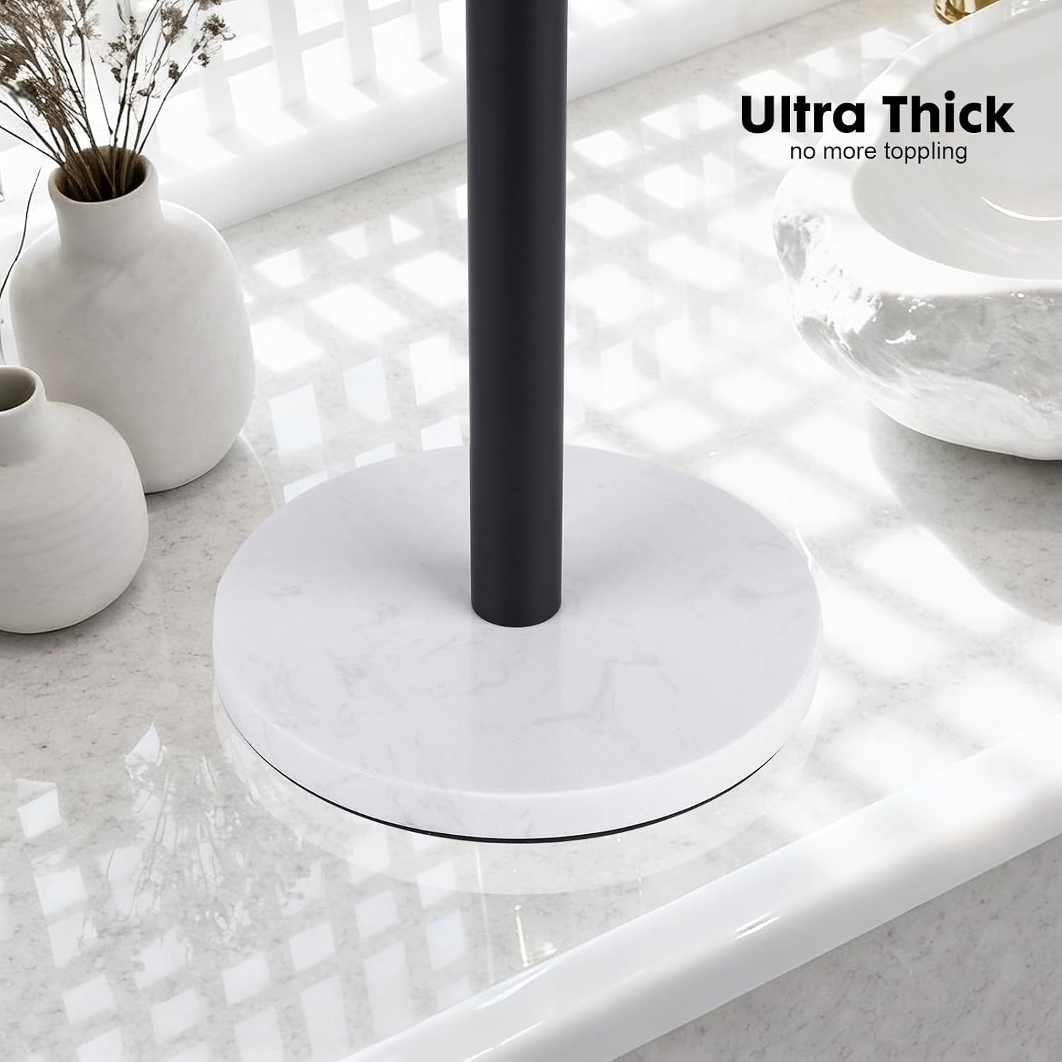 19 inch Matte Black Double hand Towel Holder Stand ,Hand Towel Bar Bathroom Vanity Countertop Towel Holder Free Standing,Towel Ring Hardware Accessories Towel Rack