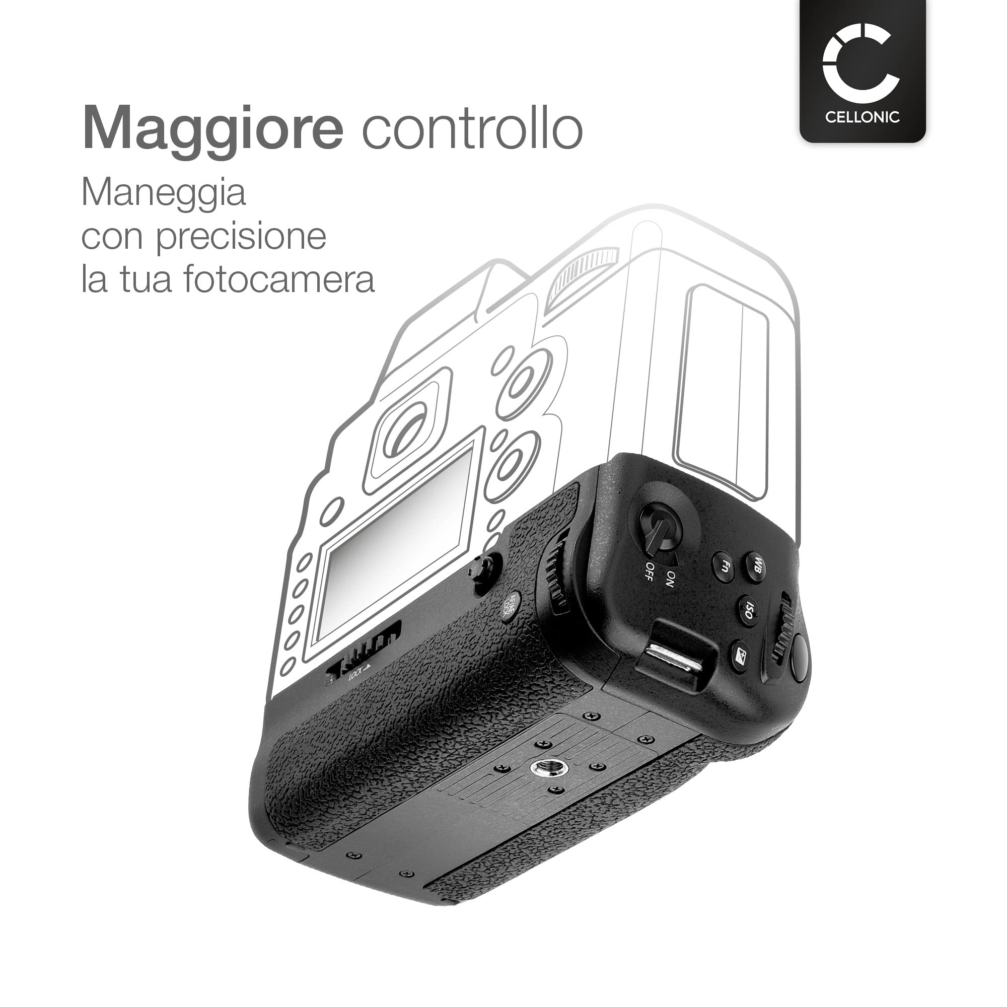 CELLONIC Impugnatura DMW-BGGH5 Compatibile con Panasonic Lumix DC-GH5 II/Lumix GH5 Battery Grip per Fotocamera Fotografia Verticale Multifunzione portabatterie DMW-BLF19