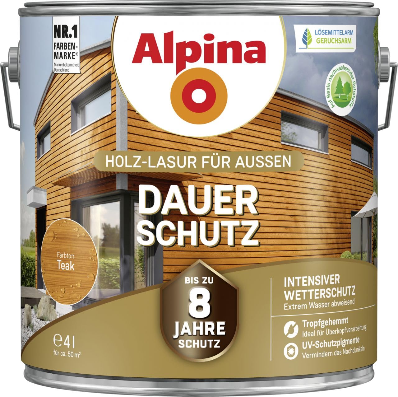 Alpina Dauerschutz Lasur teak 4 Liter