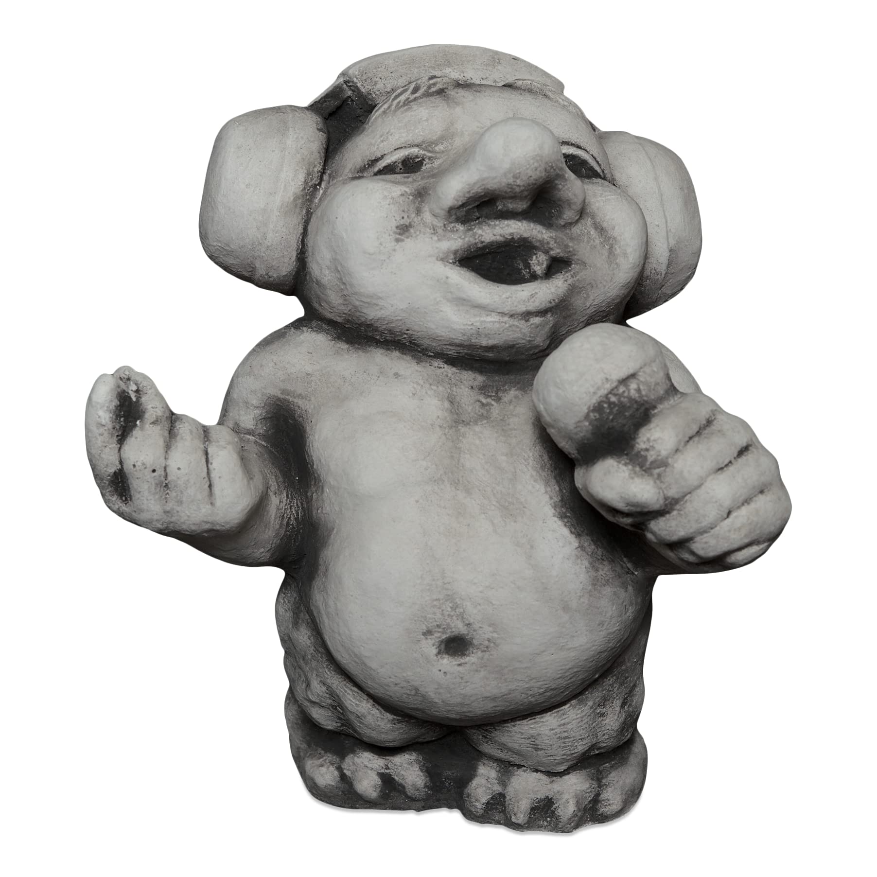 Troll DJ Rock Me Leprechaun Stone Figure 27cm 7kg Grey White Concrete Frost P...