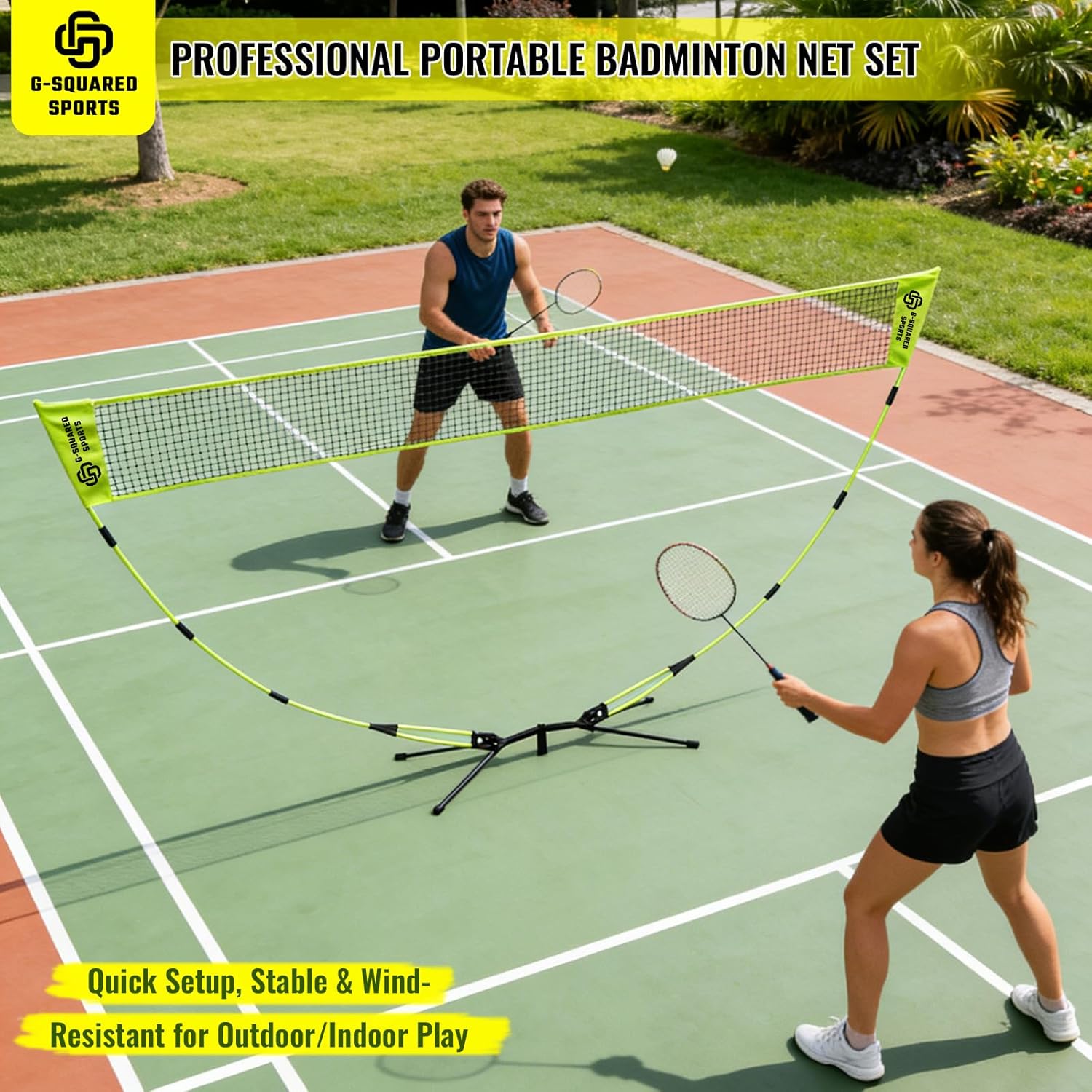 10X5FT Portable Badminton Net Set, Foldable & Easy Setup, Standard Height for Professional Competition & Training, Lightweight with Carry Bag, Suitable for Backyard, Park, Indoor & Outdoor