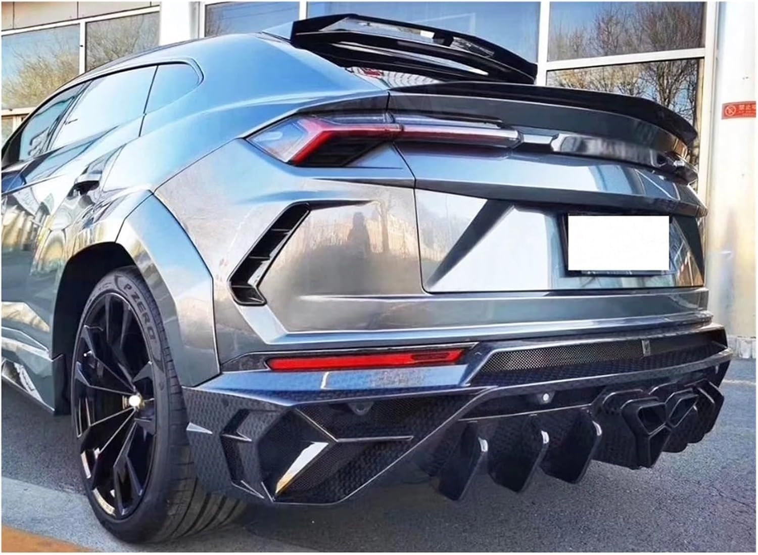 Dry Carbon Fiber Styling Rear Trunk Lip Spoiler Compatible for Lamborghini Urus Car Rear Boot Wing Spoiler Body Kits(FRP Unpainted Black)