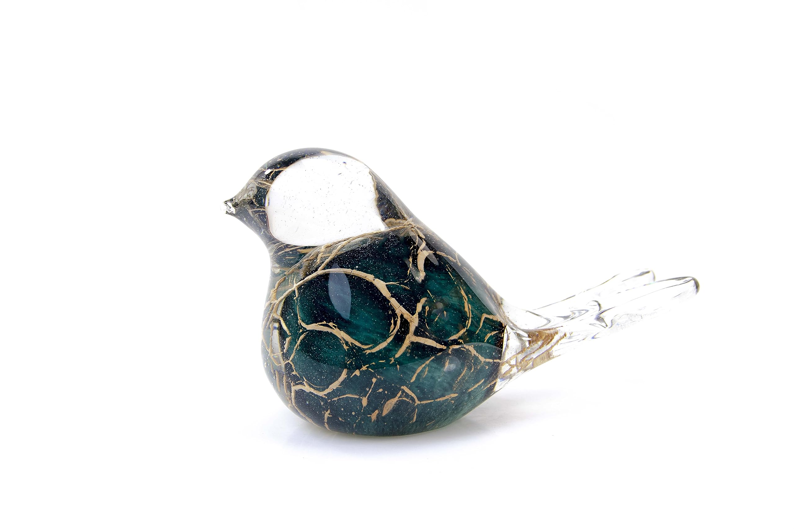 Tierurne Vogel grün mit Blattgold