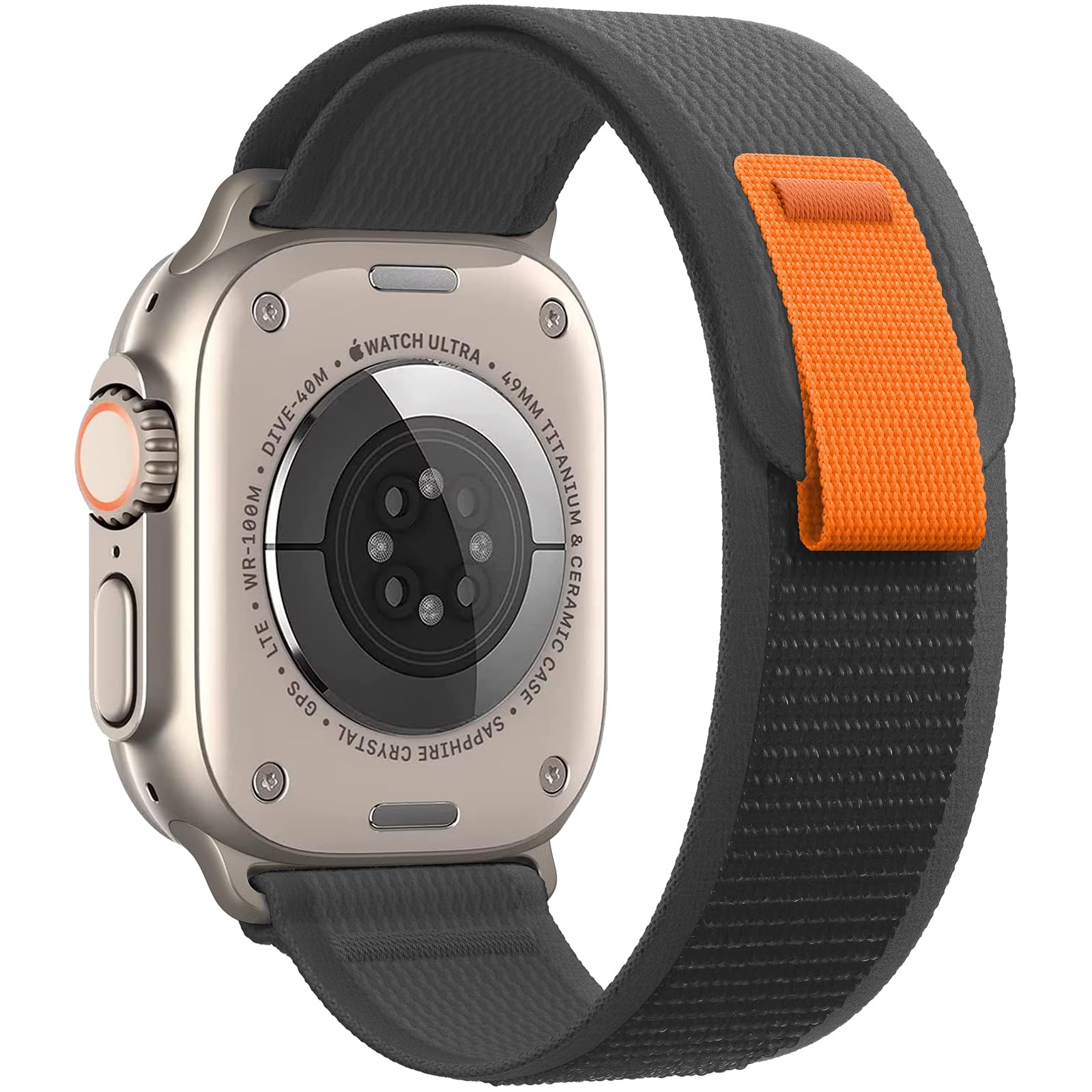 Photo 1 of DAISDJUY Trail Loop Sport Bands Compatible with Apple Watch Band Ultra 49mm 45mm 44mm 42mm 41mm 40mm 38mm, Braided Nylon Woven Solo Loop Stretchy Adjustable Pull Tab Strap Compatible with iWatch Series 8/7/6/5/4/3/2/1/SE,Women Men, Black/Gray 42 6.14