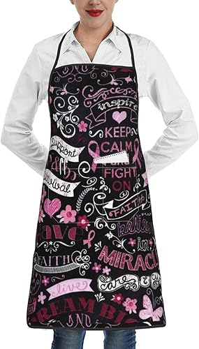 Delantales de concientización sobre el cáncer de mama con cinta rosa para mujeres y hombres, delantal impermeable para cocina, chef y barbacoa,