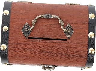 SUPVOX Wooden Piggy Bank for Adults Vintage Style Coin Storage Box Unlocked Wooden Treasure Chest for Home Decor Savings Box for Boys and Girls and Friends