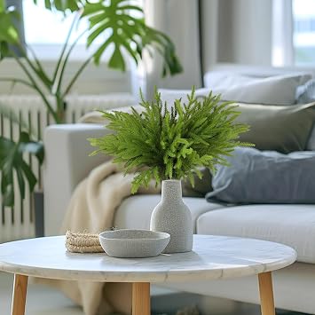 10 Pcs Christmas Norfolk Pine Branches, Artificial Xmas Branches Fake Greenery Norfolk Pine Stems Faux Christmas Pine Needles Sprigs for DIY Craft Indoor Outdoor Home Garden Decor