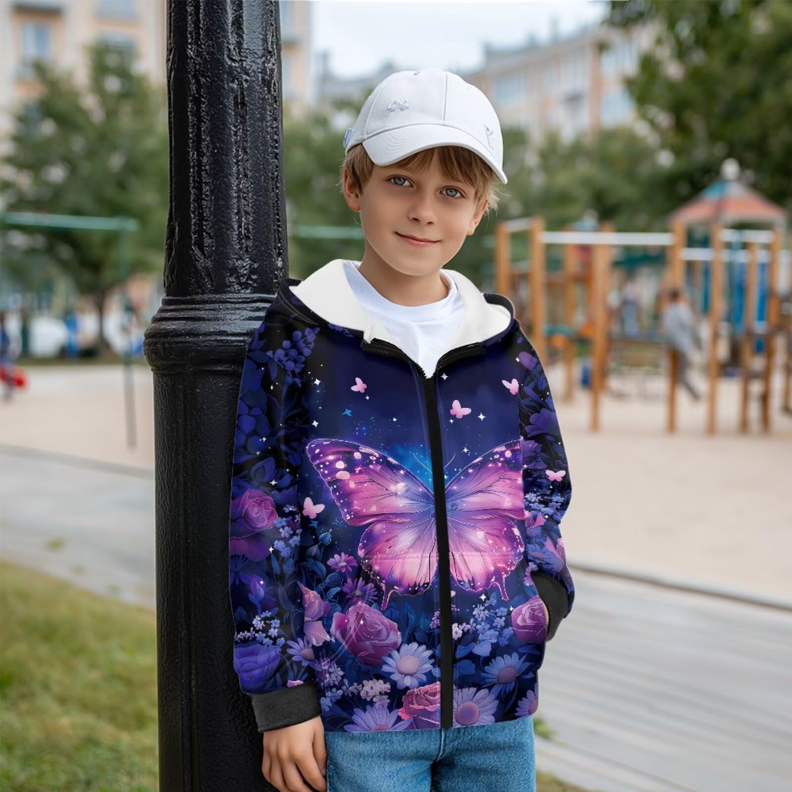 Sudadera de manga larga con capucha y cremallera frontal para niñas, chaqueta de forro polar con bolsillos, ropa de otoño e invierno