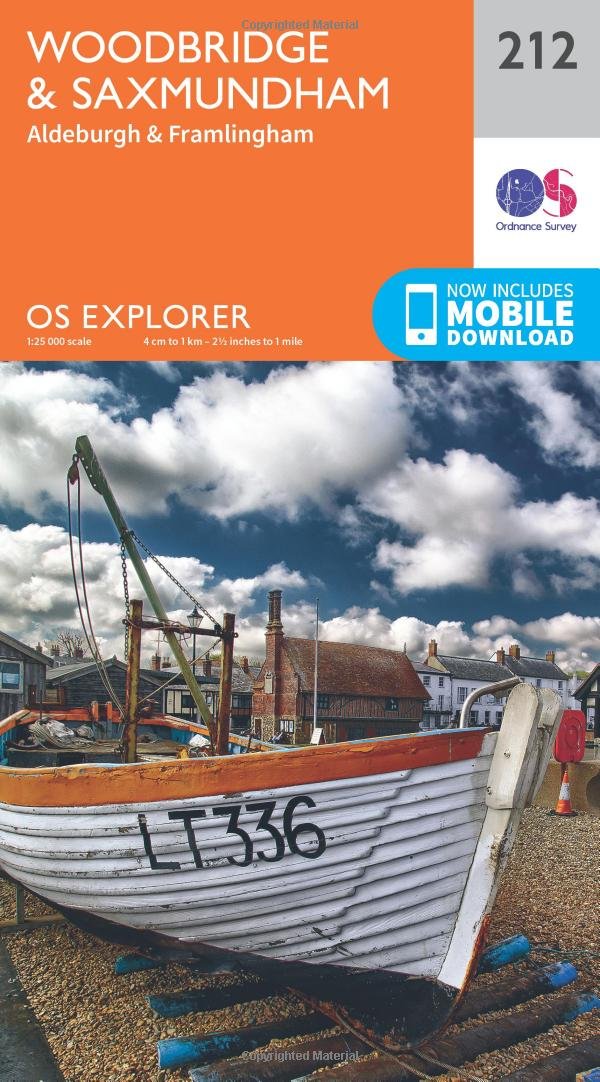 Woodbridge and Saxmundham 212 Explorer Map Ordnance Survey with Digital Download