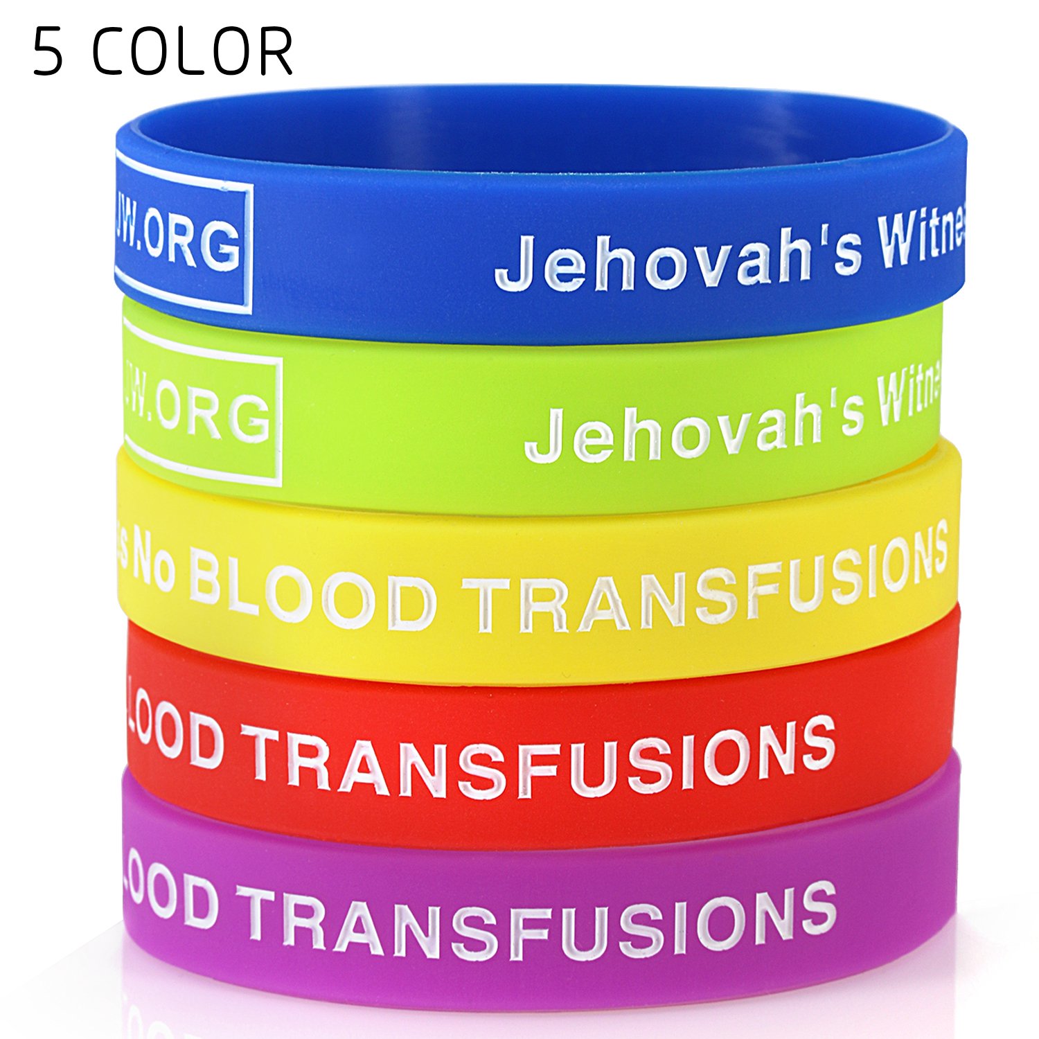Jw. ORG pas de sang d'identification médicale Wristband-rainbow-5pcs