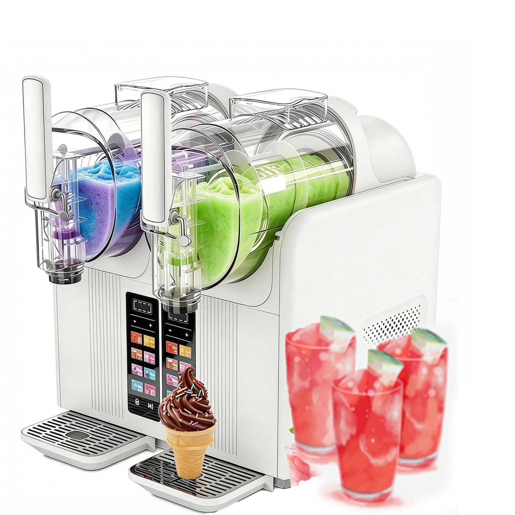 HUMNZR Diy Drink Maker, Smart 7 Presets Slushie Machine For Home & Soft Serve Ice Cream Machine, Perfect For Margaritas, Frappes, Milkshakes & Smoothies, No Ice Needed White