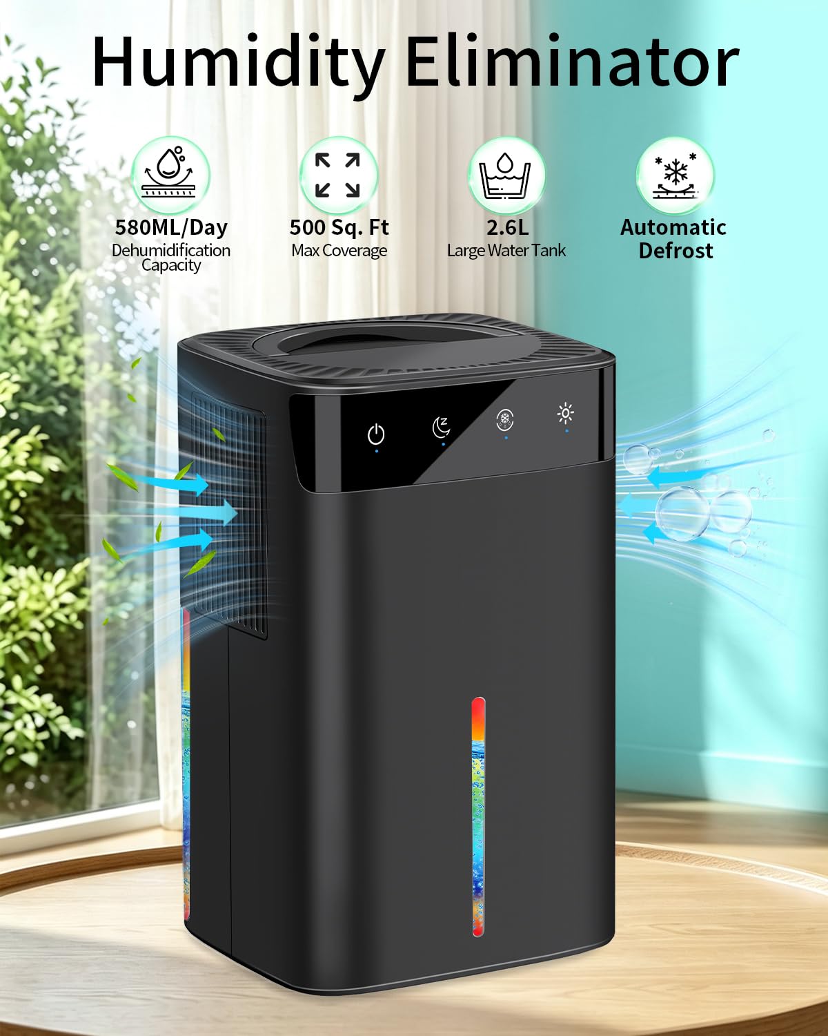 Deshumidificadores para el hogar, unidad portátil de 2.6 L con
