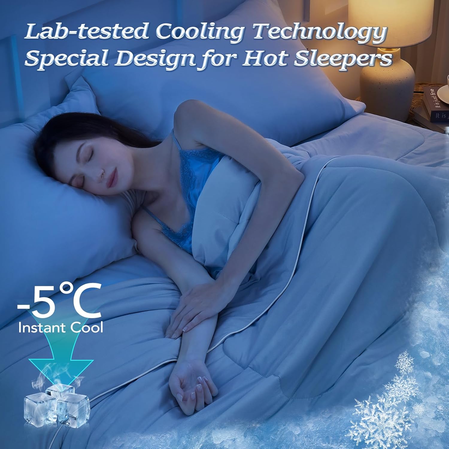 HARBOREST Cooling Comforter King Size - Cooling Blanket for Hot Sleepers and Night Sweats, Q-Max>0.45 Double-Sided Silky Cooling Surface Design, Light Grey(106" x 90") - Image 3