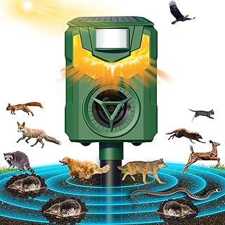 Solar Animal Repellent Outdoor, 2024 Upgraded Predator Nocturnal Animal Repellent with