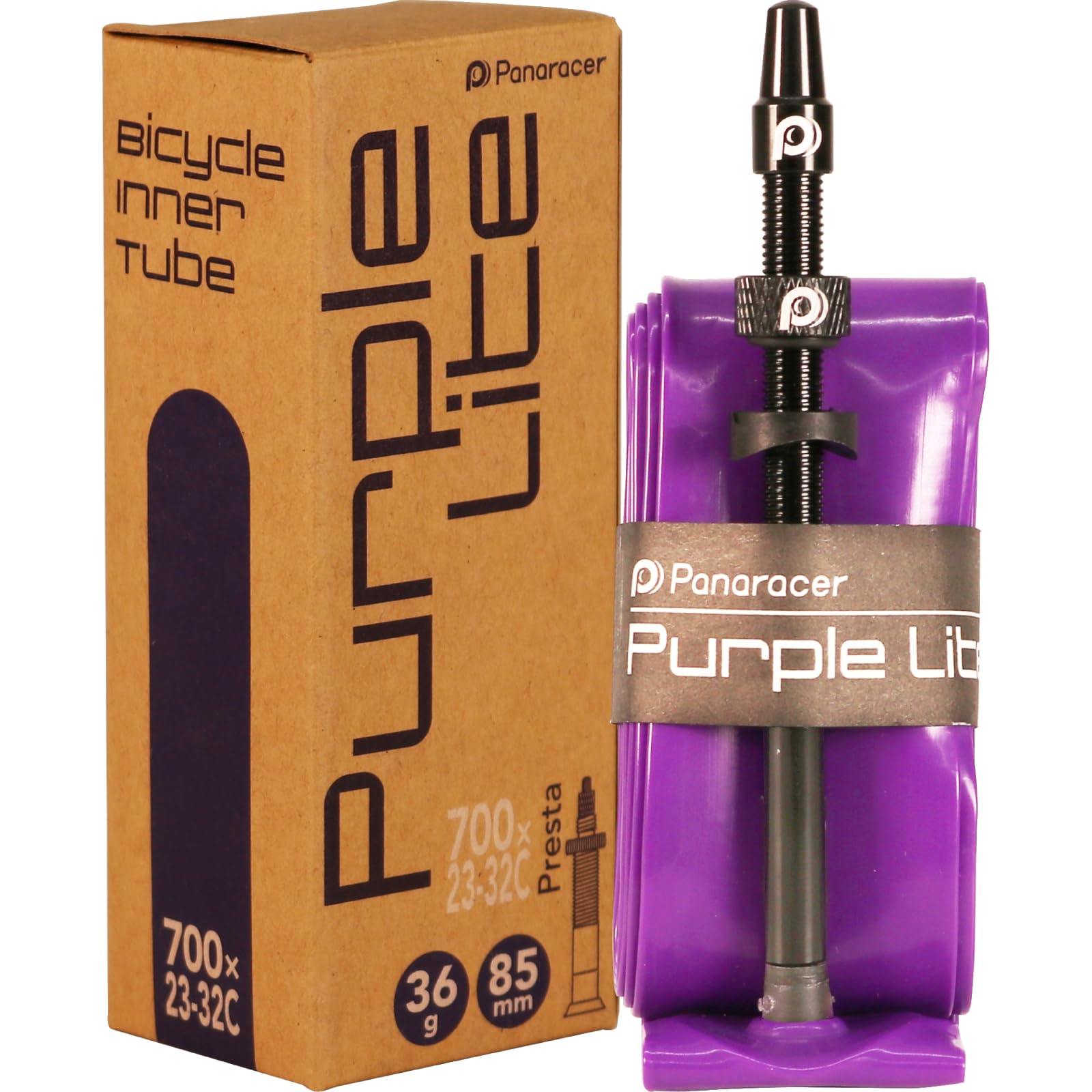 Panaracer Purple Lite TPU Inner Tube Road 23-32c - Ultra Lightweight Presta Valve Tube for Road Bikes - Compact, High Performance, Puncture Resistant Cycling Tube