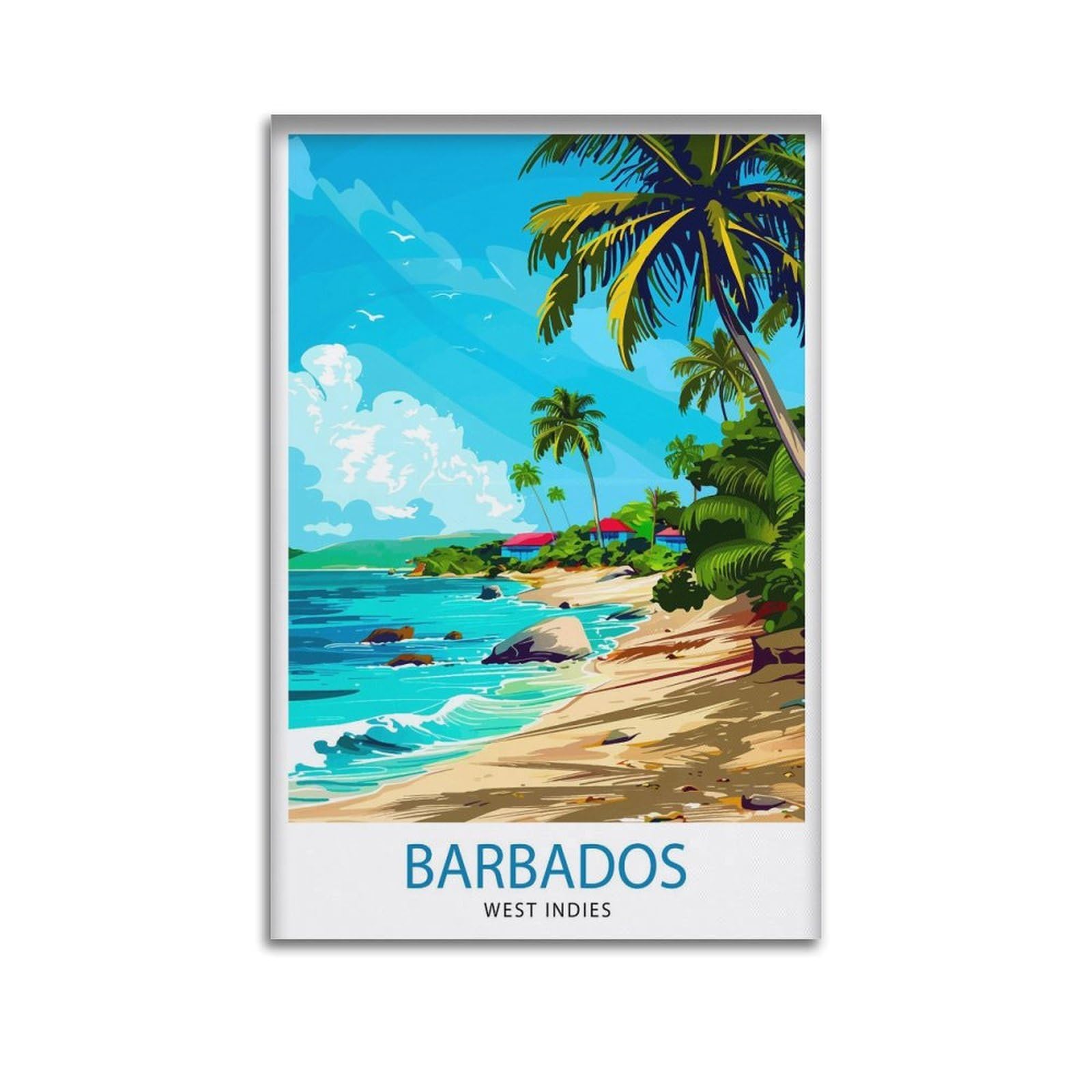 xiaoxiaoshen Barbados Travel Caribbean Lover Canvas Poster Wall Art Prints Room Aesthetic Murals Bedroom And Living Decorations 08x12inch(20x30cm)