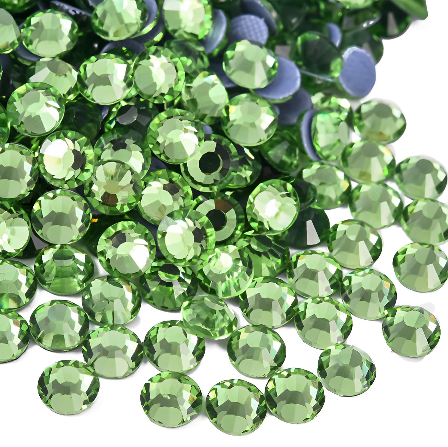Jollin 2880pcs Hotfix Crystal Flatback Rhinestones Glass Diamantes Gems for Crafting Art Crafts Decorations Clothes Shoes 3.2mm SS12 Light Green