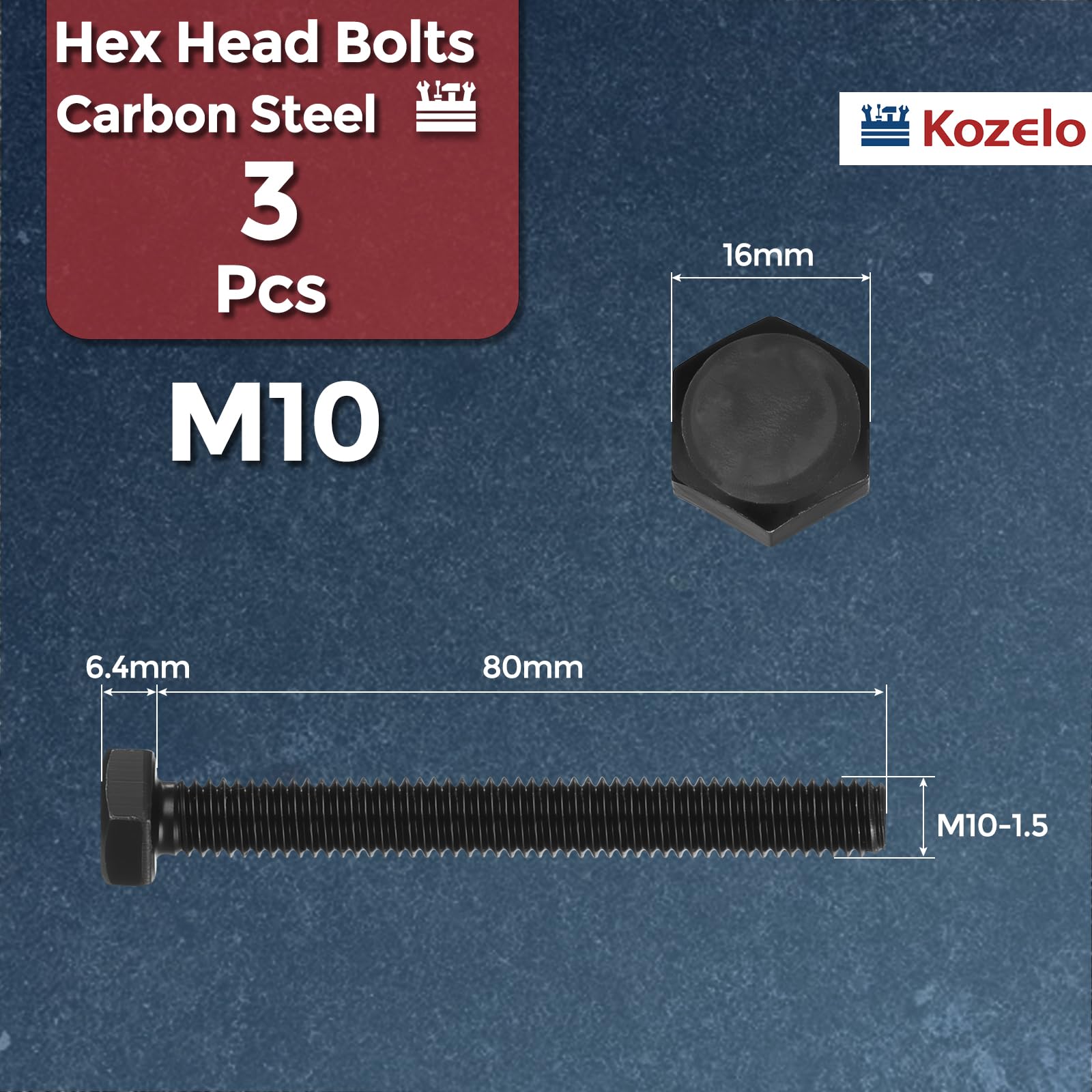 Kozelo 3 Pcs Hex Head Screws Bolts - Image 2