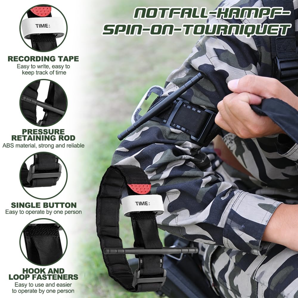 Trousse de Secours Tactique 49 Accessoires - Kit de Survie Médical pour Activités en Plein Air, Moto, Escalade et Bivouac - Sacoche de Premiers Soins Portable et Résistante(Vert)