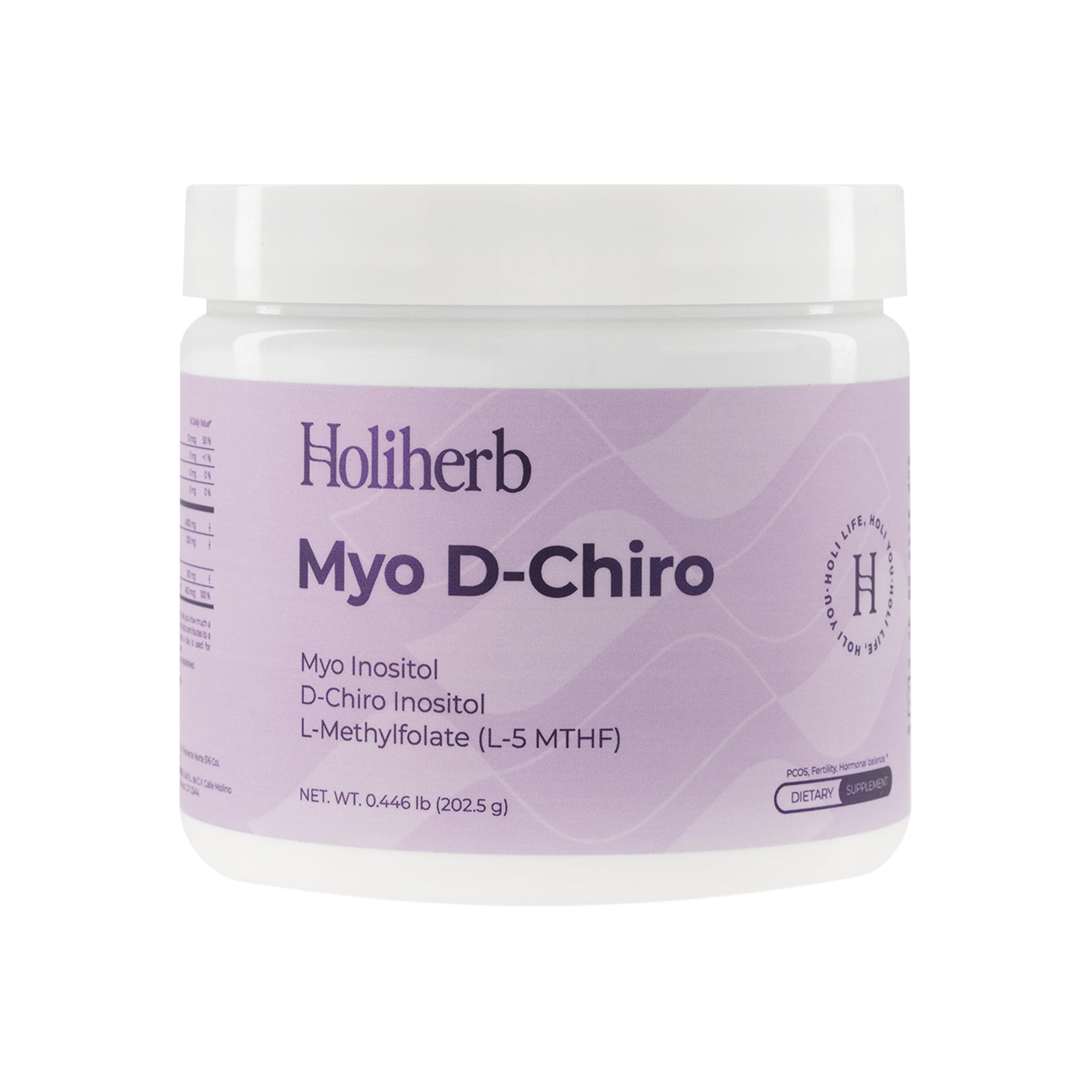 Holiherb Suplemento de Inositol Myo e D-Chiro 4 g + 100 mg com L-metilfolato, 45 porções