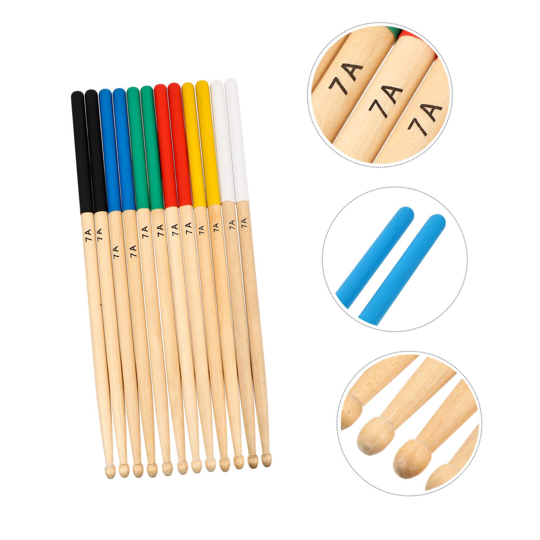 Alipis Juego de 6 Pares de Baquetas de Percusión de Arce Empuñadura Cómoda y Superficie Antideslizante para Músicos Adultos en Conciertos y Presentaciones