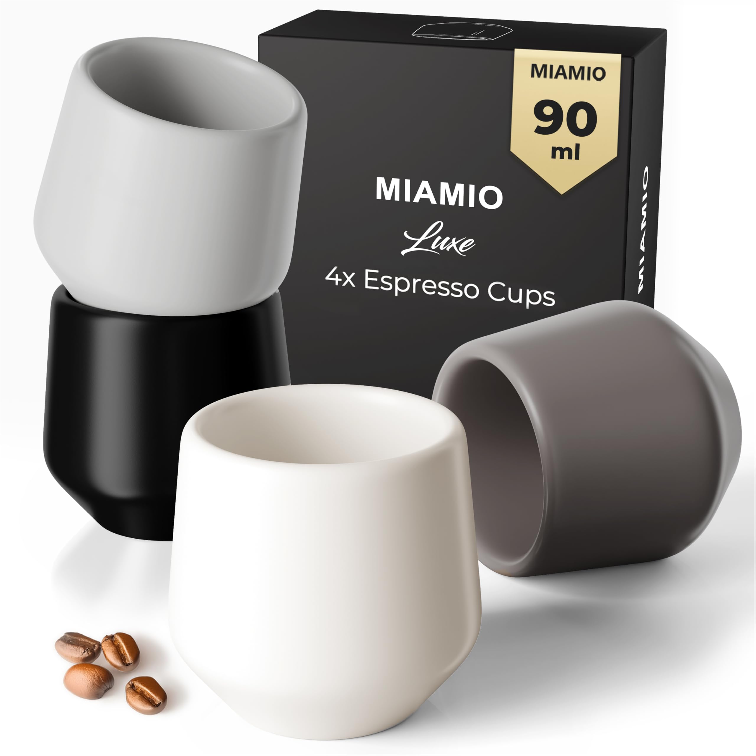 MIAMIO Espressotassen 4er Set 90 ml Luxe Kollektion (Classic Pastel)