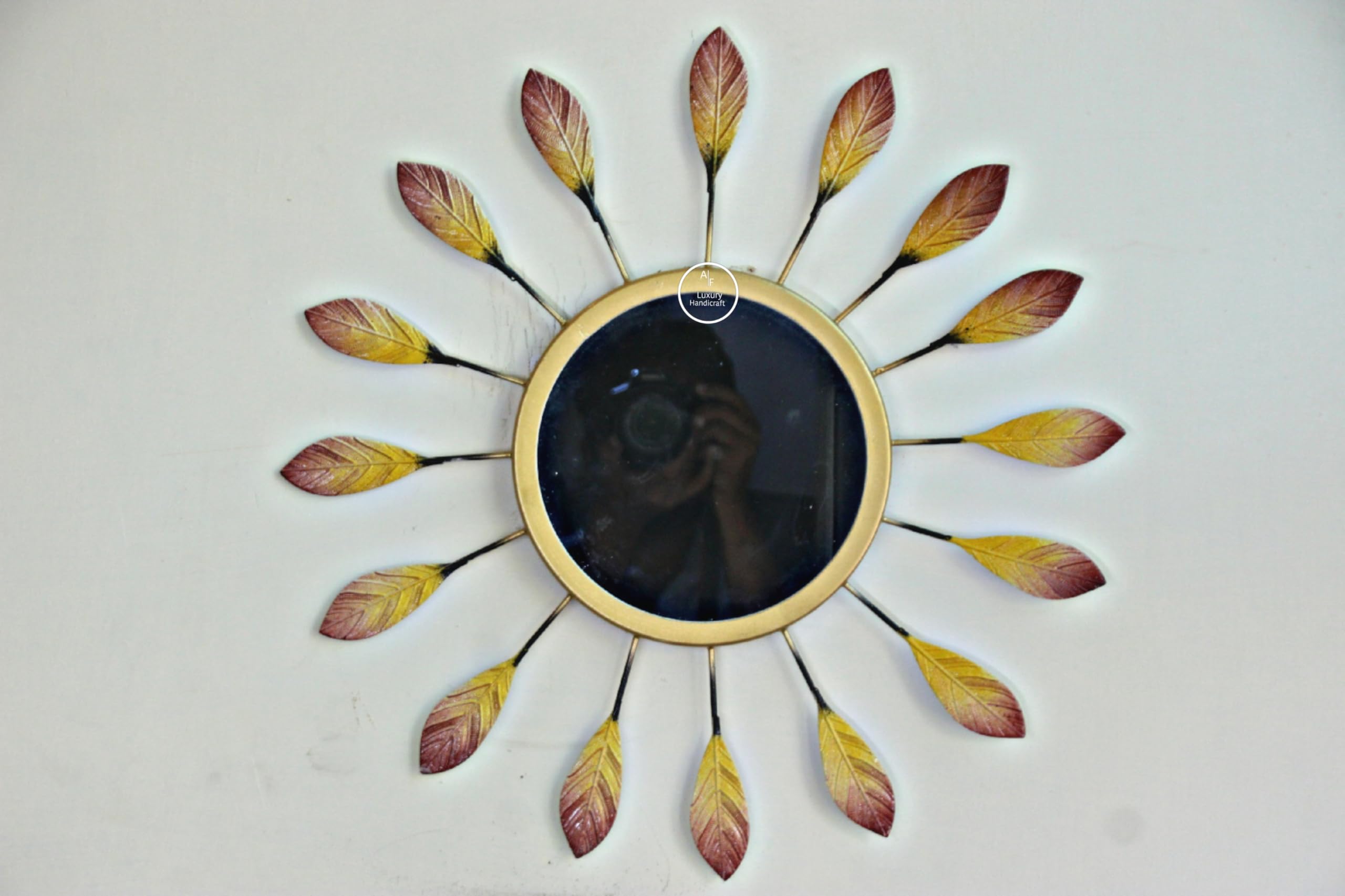 Miroir mural rond en métal noir élégant pour décoration