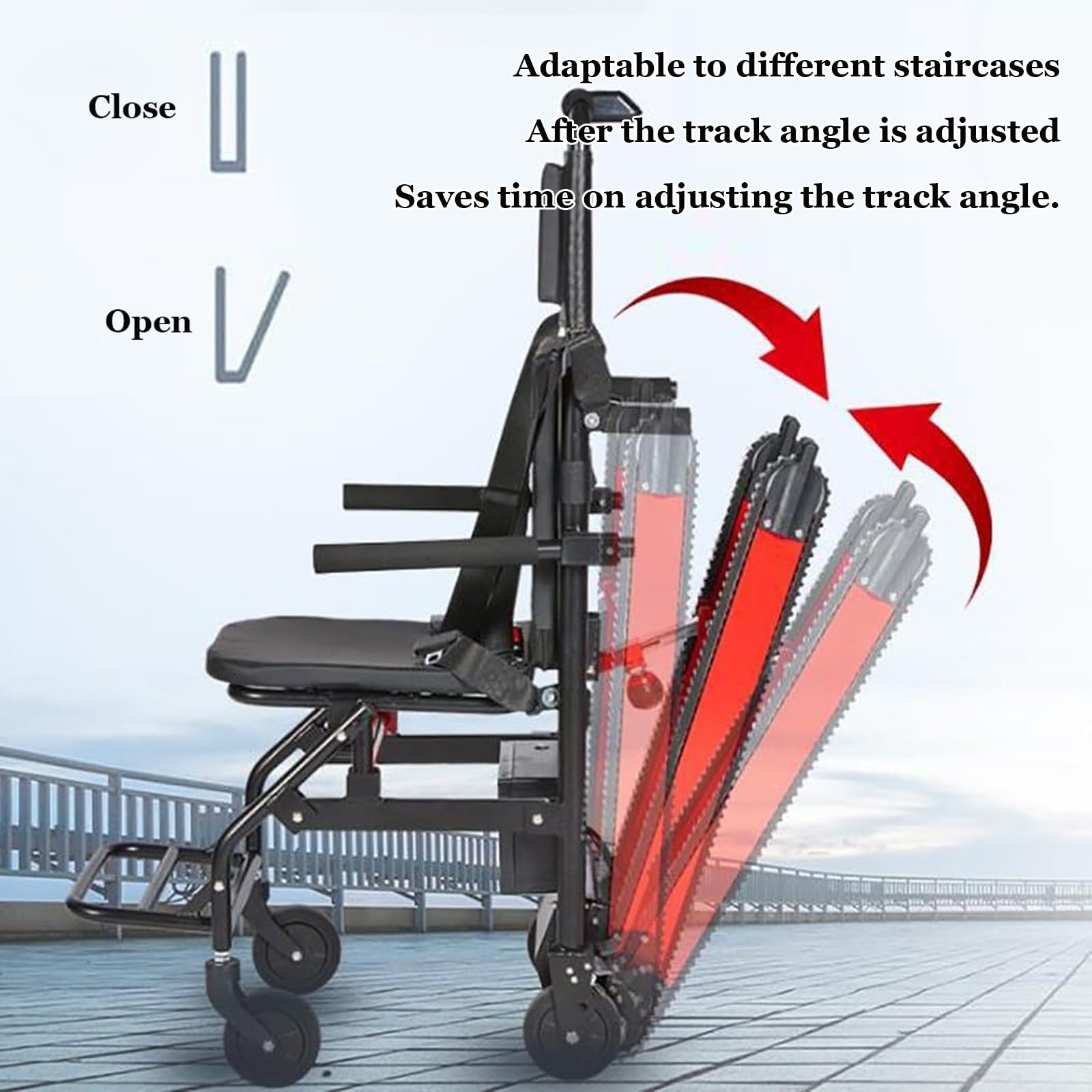 Treppenlift Für Senioren,Elektrischer Treppenlift Für Rollstühle,Faltbarer, Tragbarer Treppenlift Für Ältere Patienten,Sichere Traglast 169 Kg Black