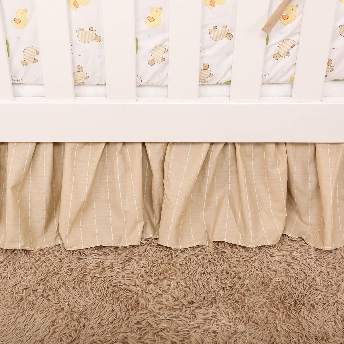 3 PCs Turtle Frog Nursery Crib Bedding Set Brown Green Garden Ducks Bee Cot Bedding Set (Green 1), 27 X 52