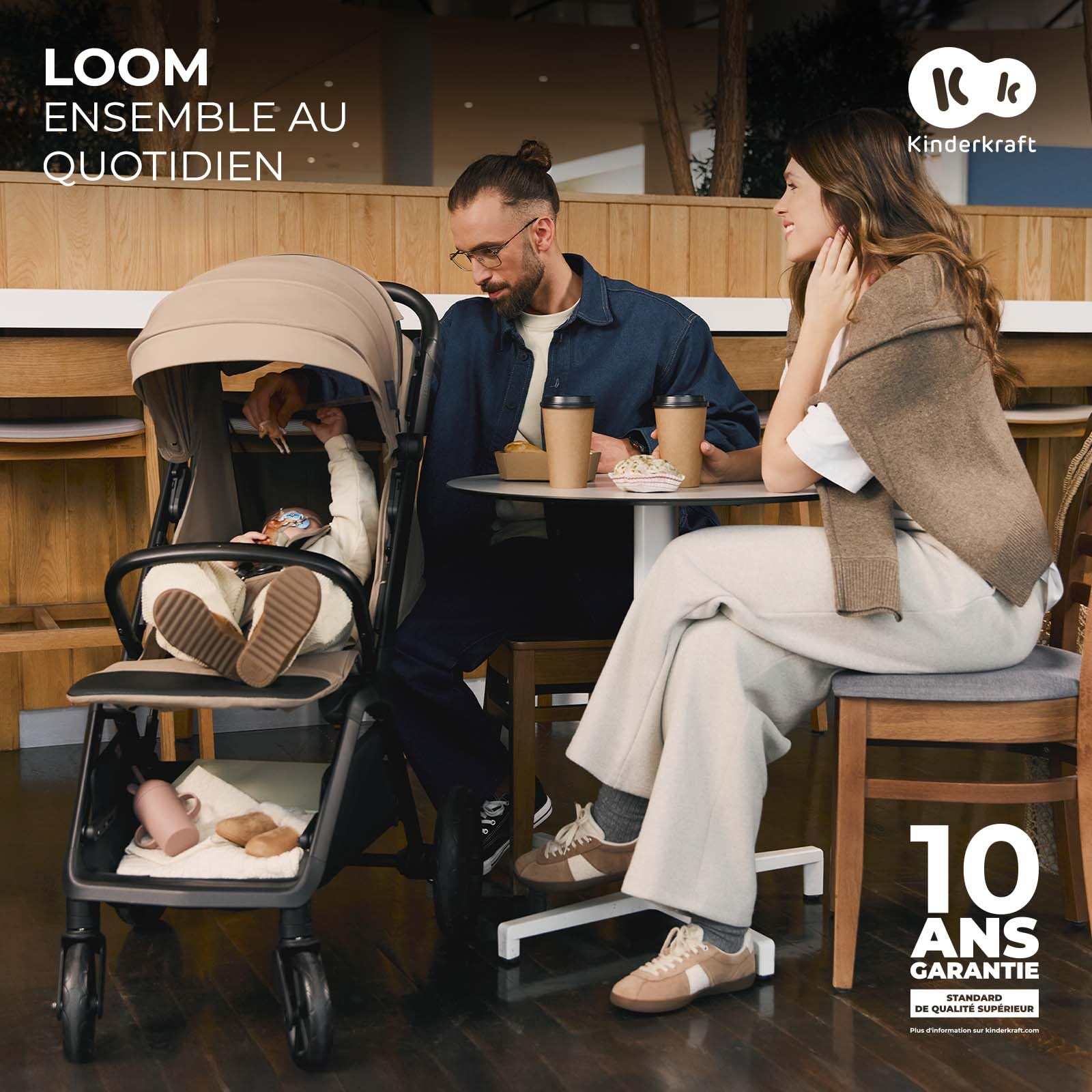 Kinderkraft LOOM Poussette compacte et légère, pliage automatique, jusqu’à 22 kg, Vert