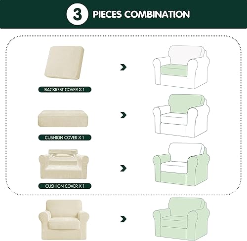 Miniatura 6 de Hokway Juego de 3 fundas para sofá, fundas de felpilla para sofá, fundas de asiento individuales, protector de muebles de felpilla para sofá (S,
