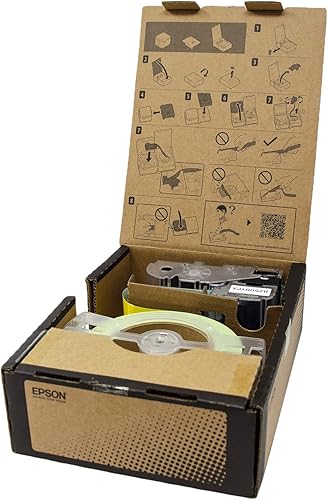 LABELWORKS B250BYPX Cinta continua PET (poliéster), color negro sobre amarillo, cinta industrial estándar para fabricante de etiquetas  1.969in de