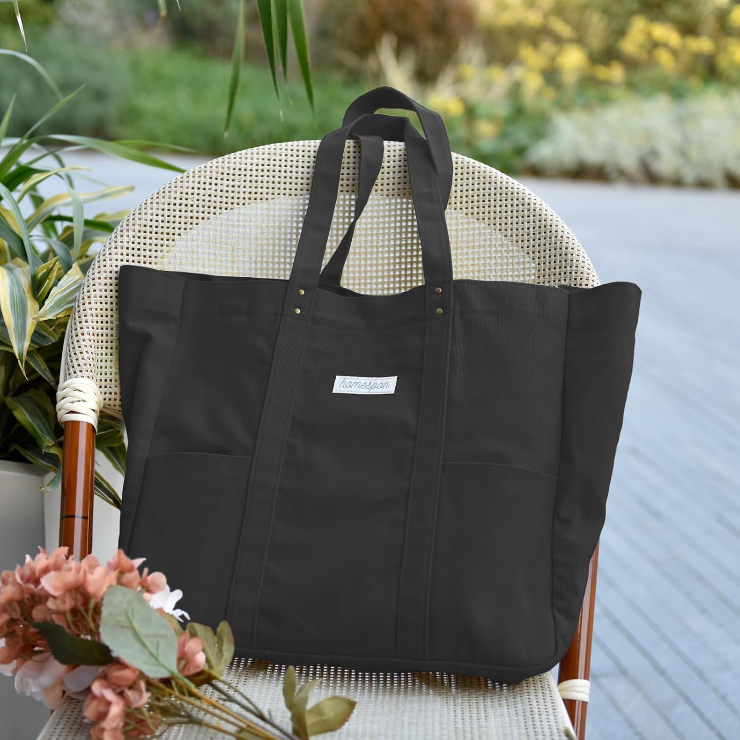 HOMESPON Large Canvas Tote Bag for Women Everything Bag with Pockets and Laptop Sleeve - Image 3