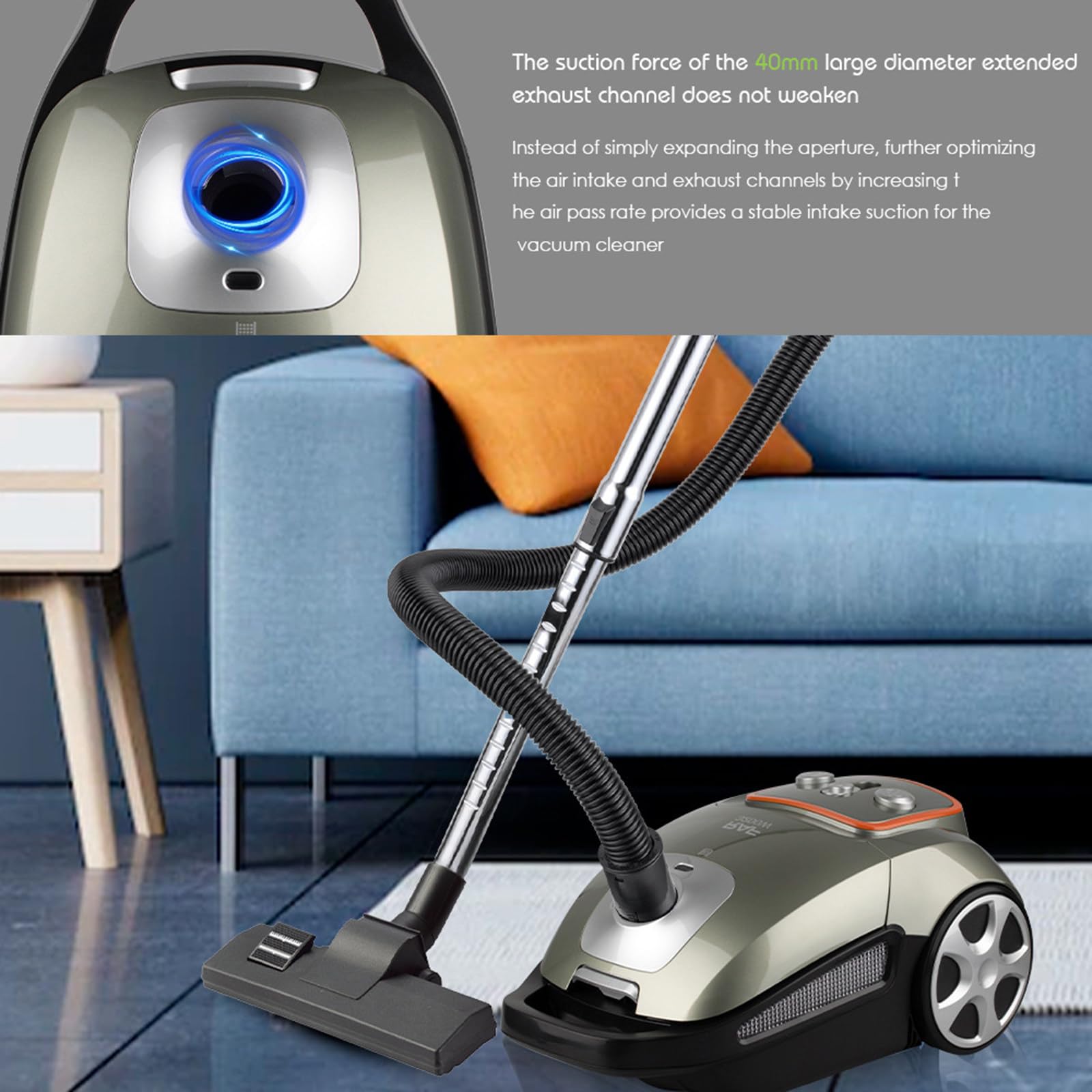 Aspirapolvere ad alta efficienza, ultra silenzioso, 3200 W con capacità di 3 l, potente potenza pulente e basso rumore, perfetto per casa e ufficio