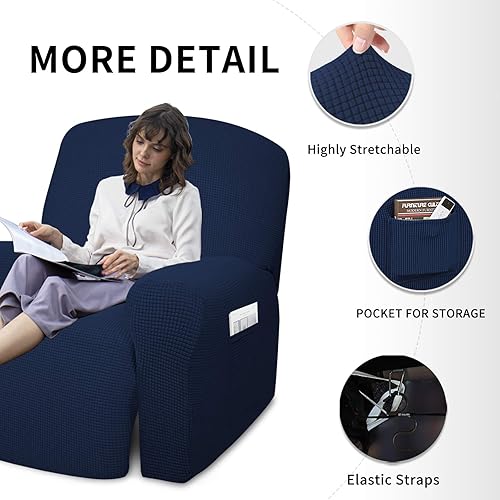 Miniatura 647 de Funda elástica para sofá reclinable de fácil colocación, Tela mezcla de poliéster Algodón, Arena