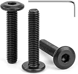 Tunejoy 30 Pezzi Viti a Testa Piatta M6 x 30 mm Nero Vite a Testa Esagonale Bulloni in Acciaio Inox A2 V2A Bulloni per Mobili con Chiavi a Esagono Filettatura Completa - 1