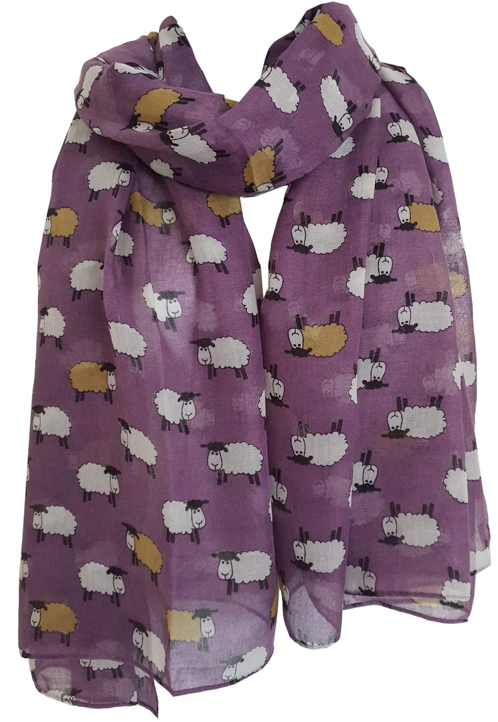 GlamLondon Sheep Herd Print Scarf Ladies Woolly Animal Fashion Shawl Wrap (Purple)