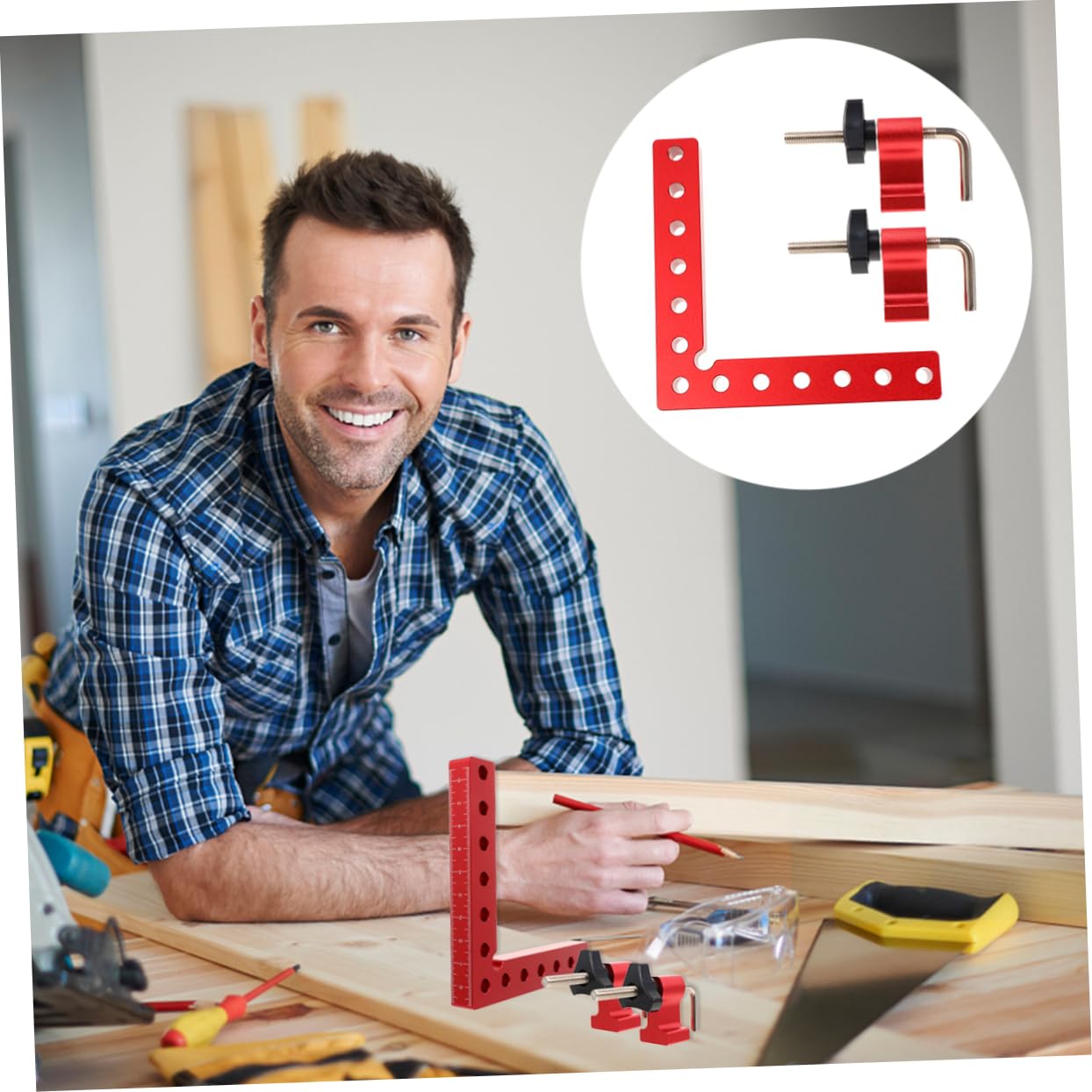 ARTIBETTER 90 Degree Clamp for Woodworking Precision Aluminum Alloy Corner Clamp Strong Clamping Force 140mm