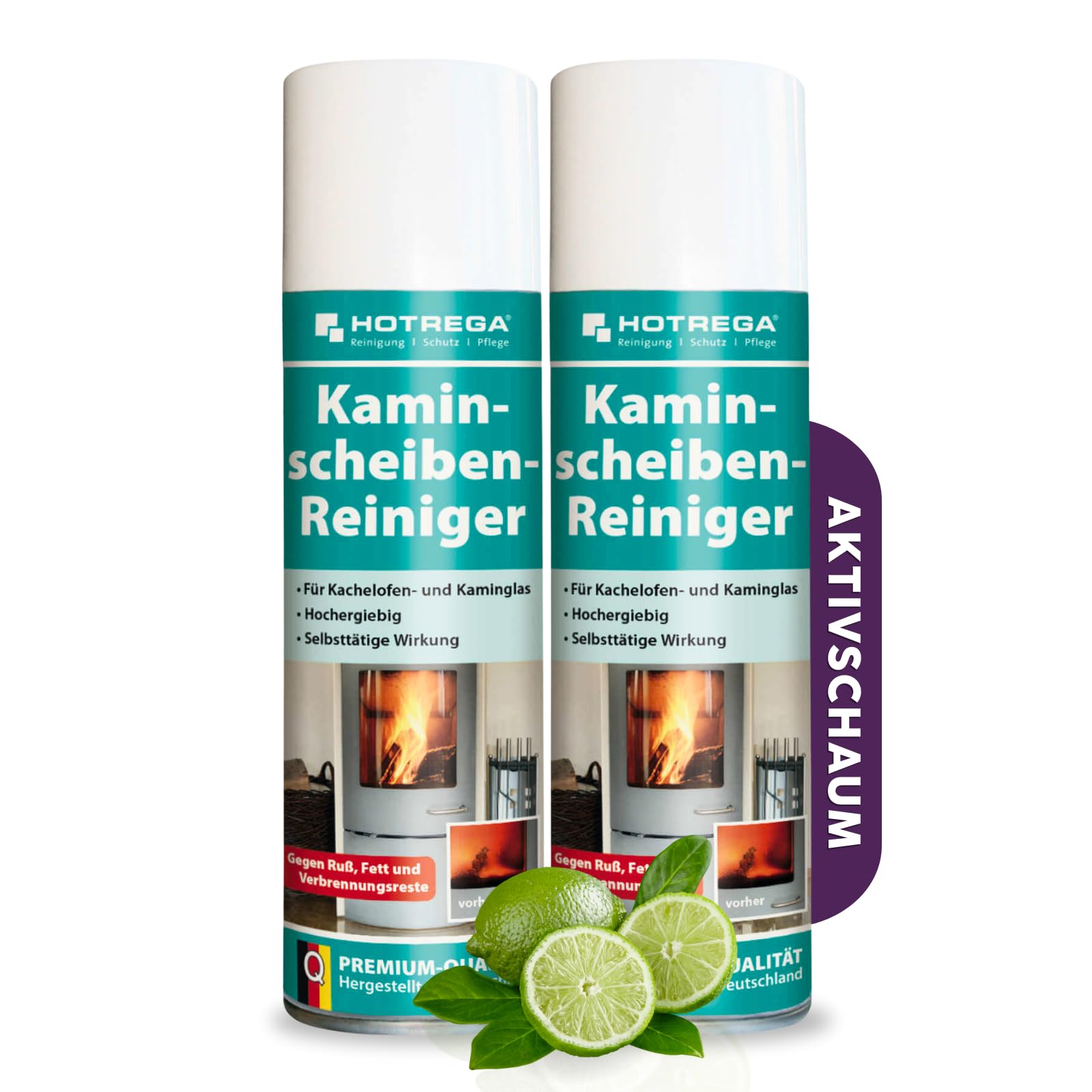 HOTREGA Set de limpiador de cristales de chimeneas de 300 ml, para una limpieza sin esfuerzo, para quitar el hollín del cristal de la chimenea, cantidad: 2