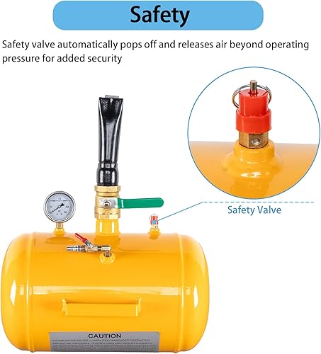 Miniatura 4 de Inflador compacto de neumáticos de aire alto de 10 galones para camión tractor, amarillo