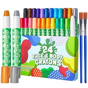 Lictin Face Body Paint Sticks Kit, 24 Color Water Based Face Painting Crayon Set for Art Theater Halloween Party Cosplay Clown SFX Makeup for Women Adults, Non-Toxic Washable